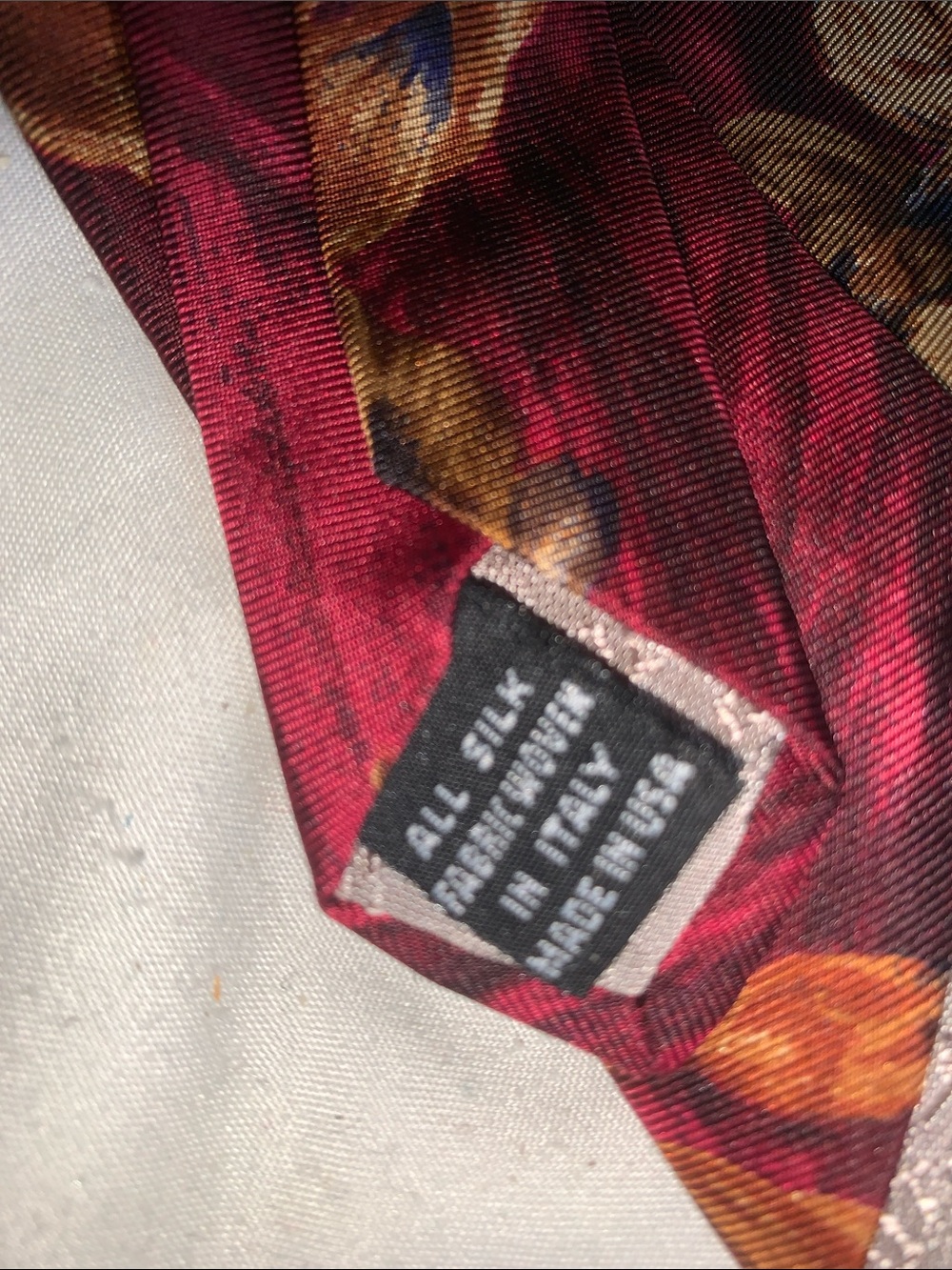 Dior Men's Silk Tie Set - Burgundy Floral and Navy Medallion - Picture 6 of 6